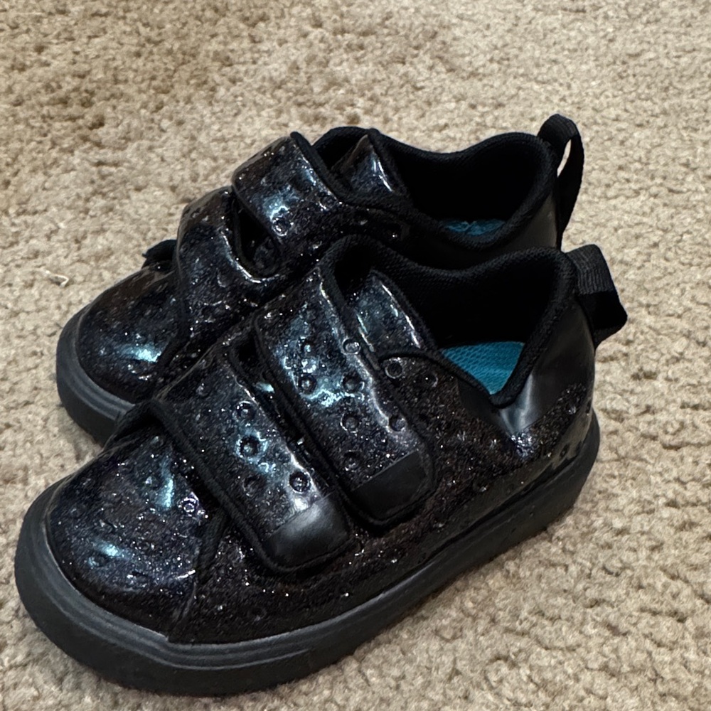 Native Black Glitter Kids Sneakers